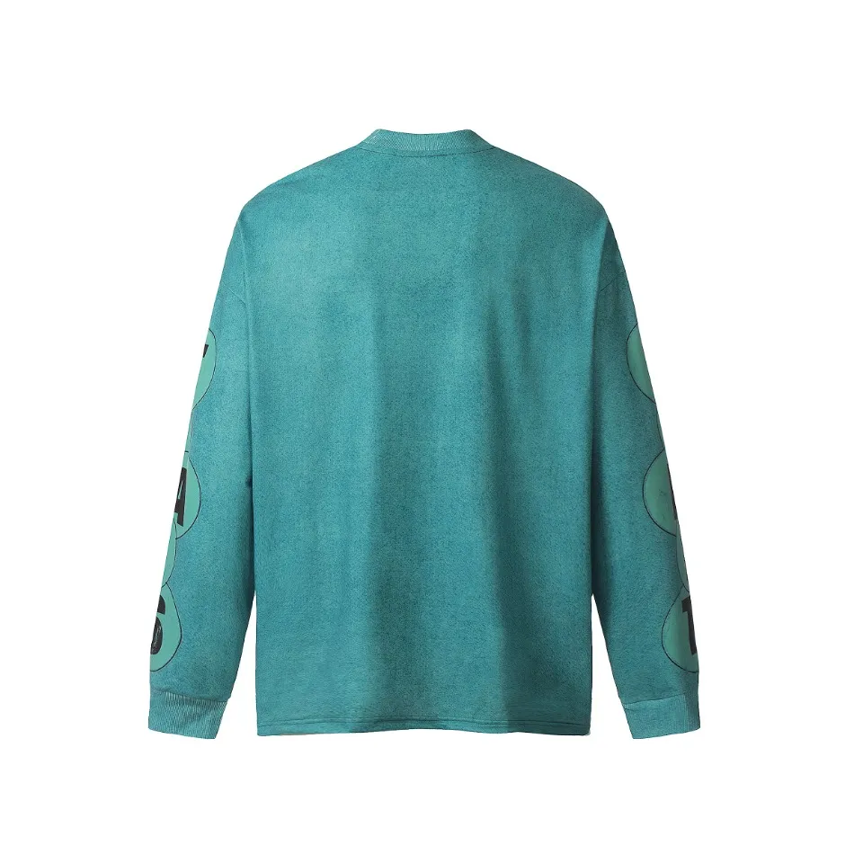 Saint michael tears all-over printed long-sleeved vintage autumn and winter T-shirt Style number: 101 Size: M L XL Wholesale price: 136 Color: floral gray green